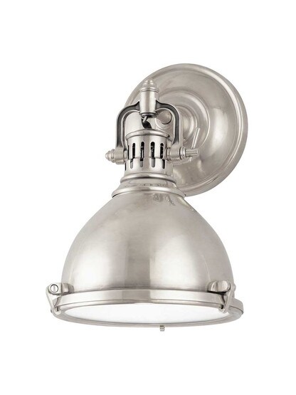 Pelham 1-Light Wall Sconce in Polished Nickel.